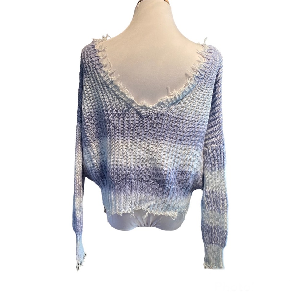 White Crow Periwinkle Fade Ombré Stripe Sweater - Picture 6 of 8